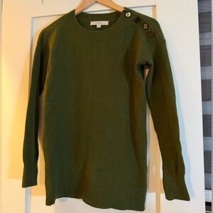 LOFT Olive Sweater with Button Accents